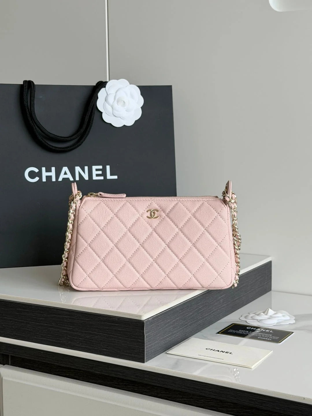 Chanel 2026 Clutch with Chain 21cm Caviar Leather