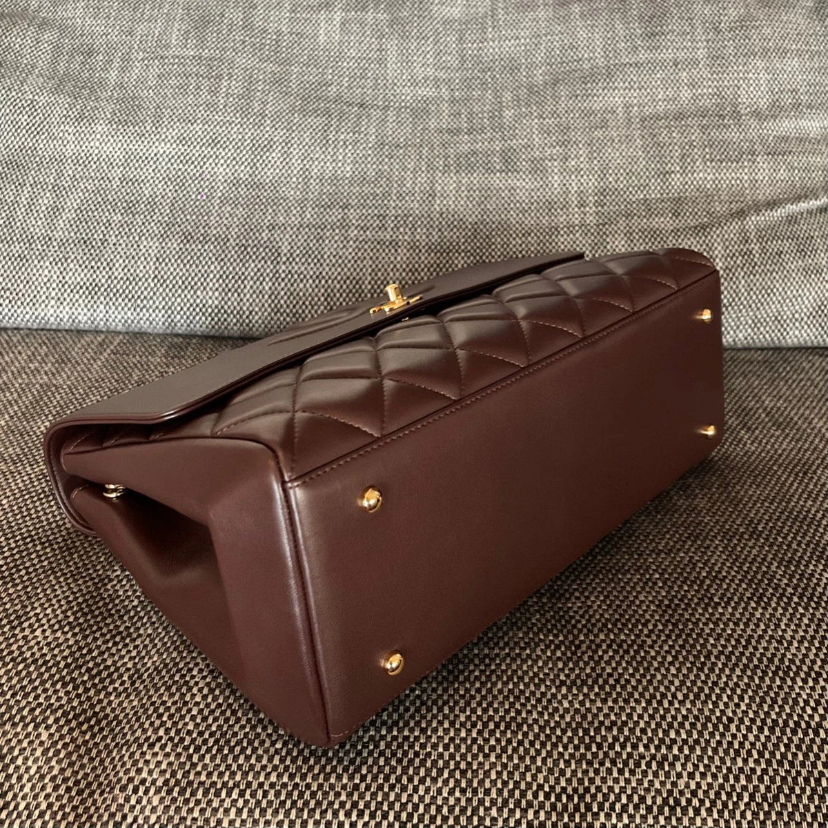 Chanel 2026 Vintage Quilted Large CC Flap Bag 33cm Embossed Calfskin