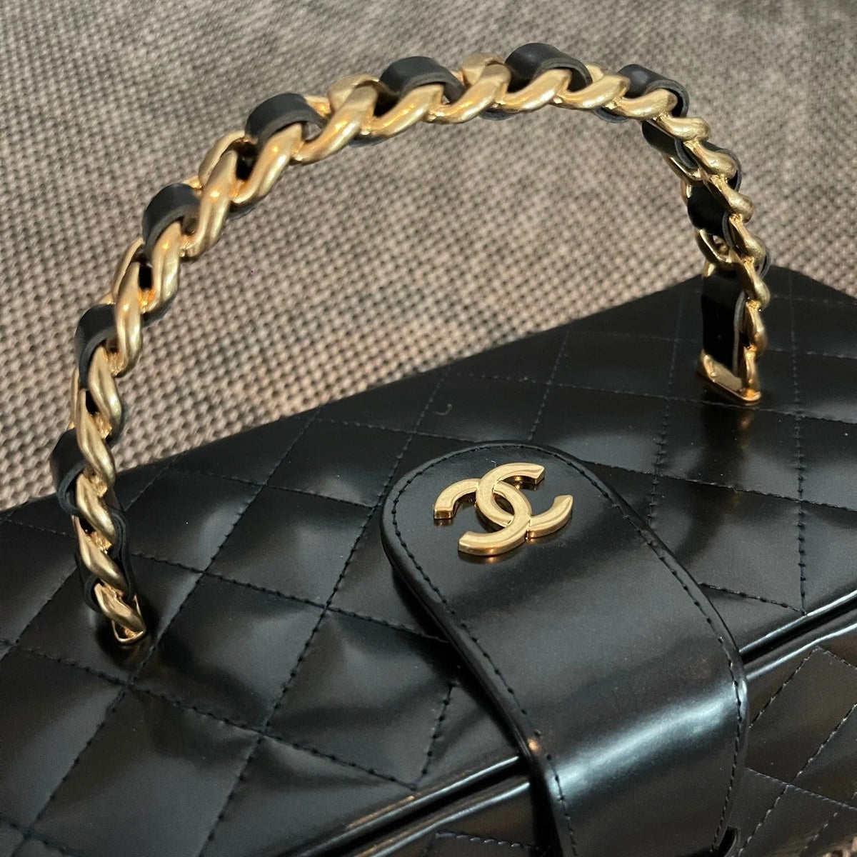 Chanel 2026 Vintage Large Rectangular Box Vanity Case 22cm Patent Calfskin