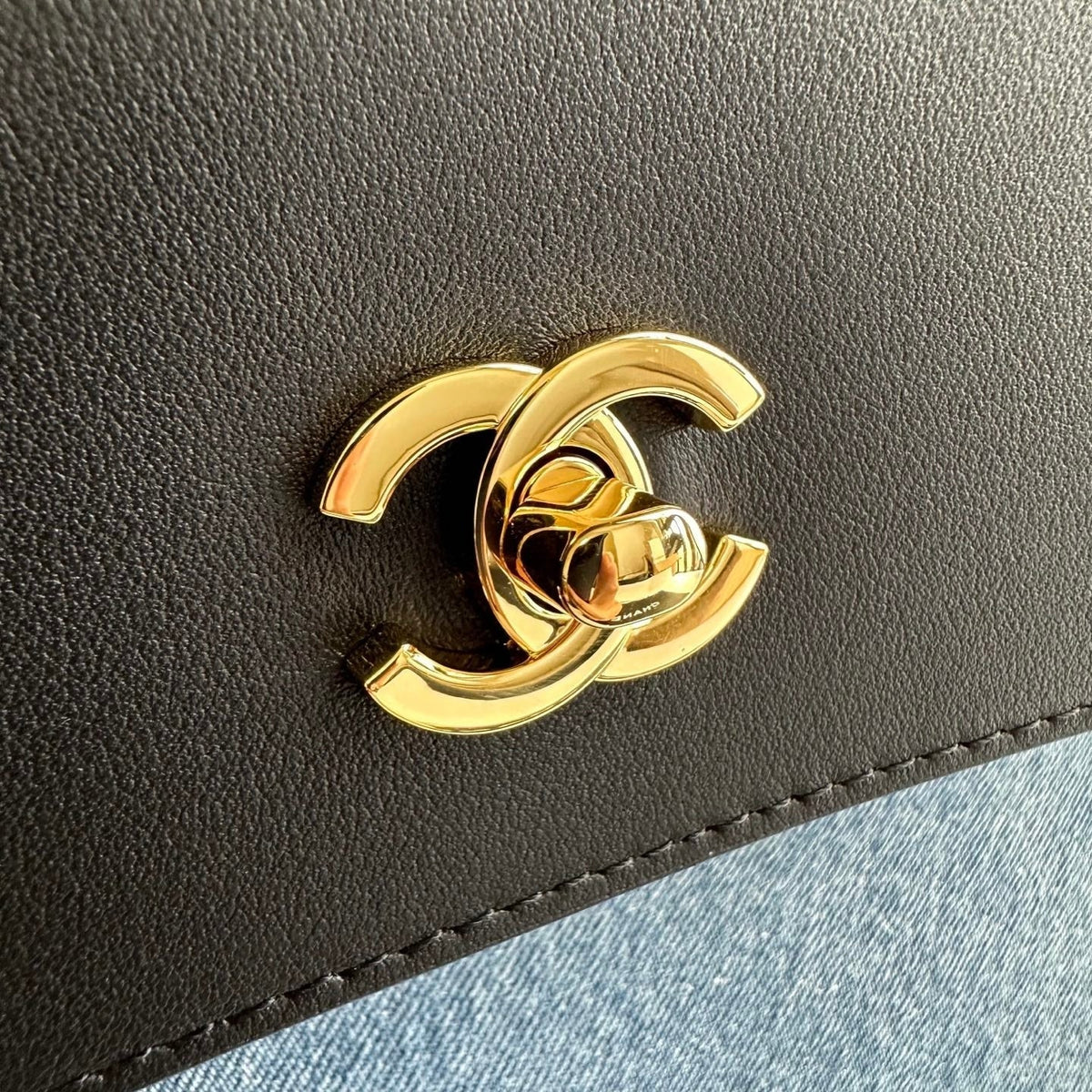 Chanel 2026 Shopping Bag 43cm Blue Black Denim Calfskin