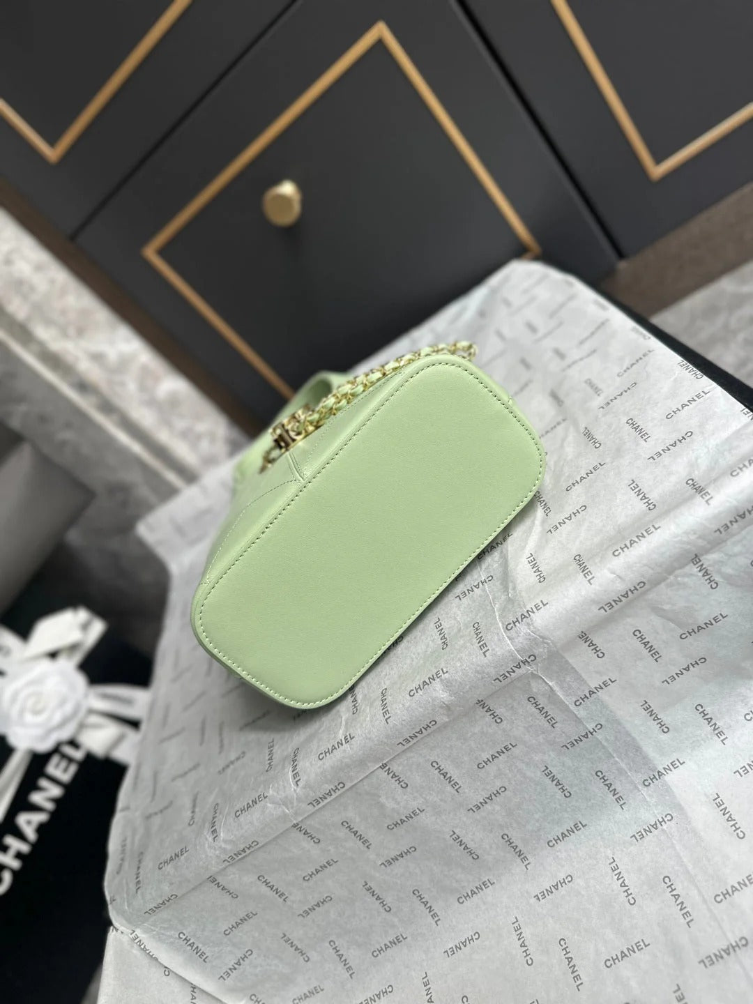 Chanel 2026 Basket Hobo Bag 27.5cm Green Calfskin