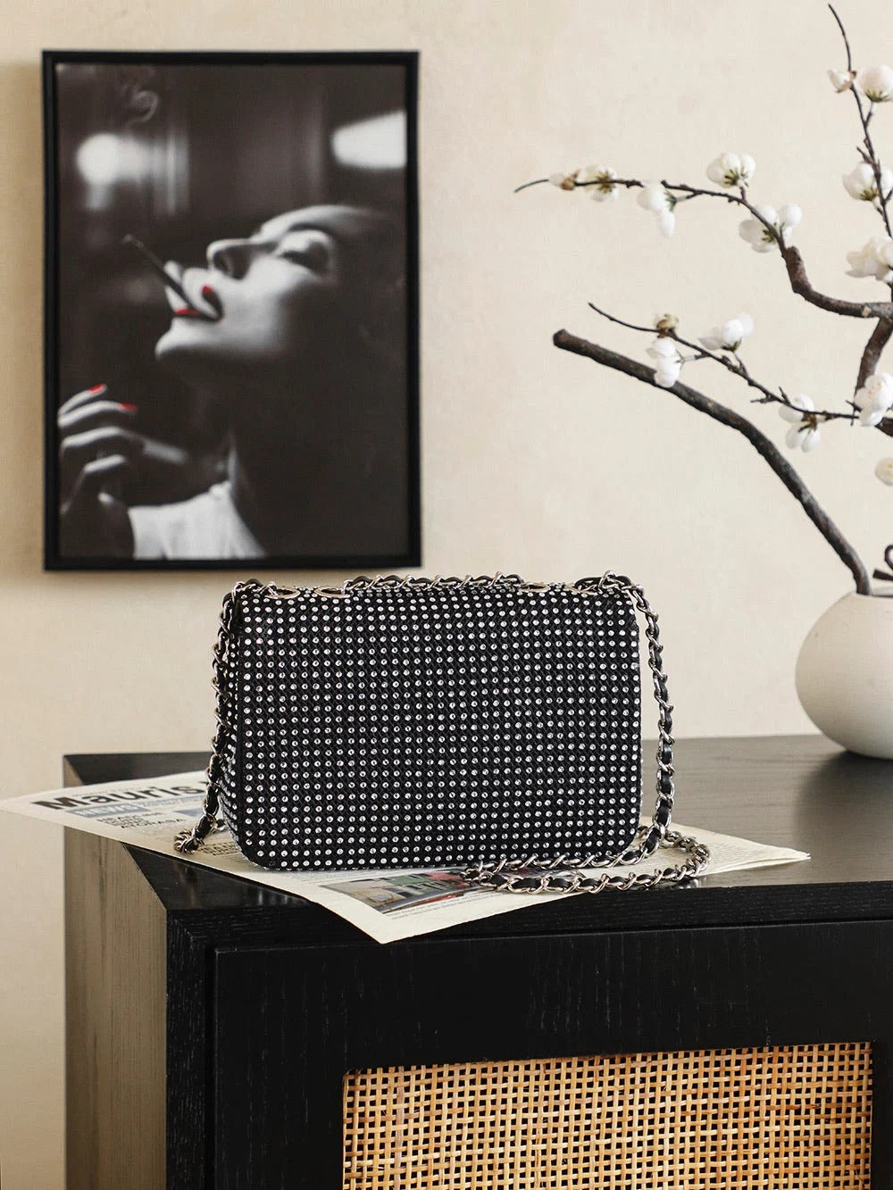 Chanel 2026 Classic Flap Bag 20cm With Sparkling Stones Leather