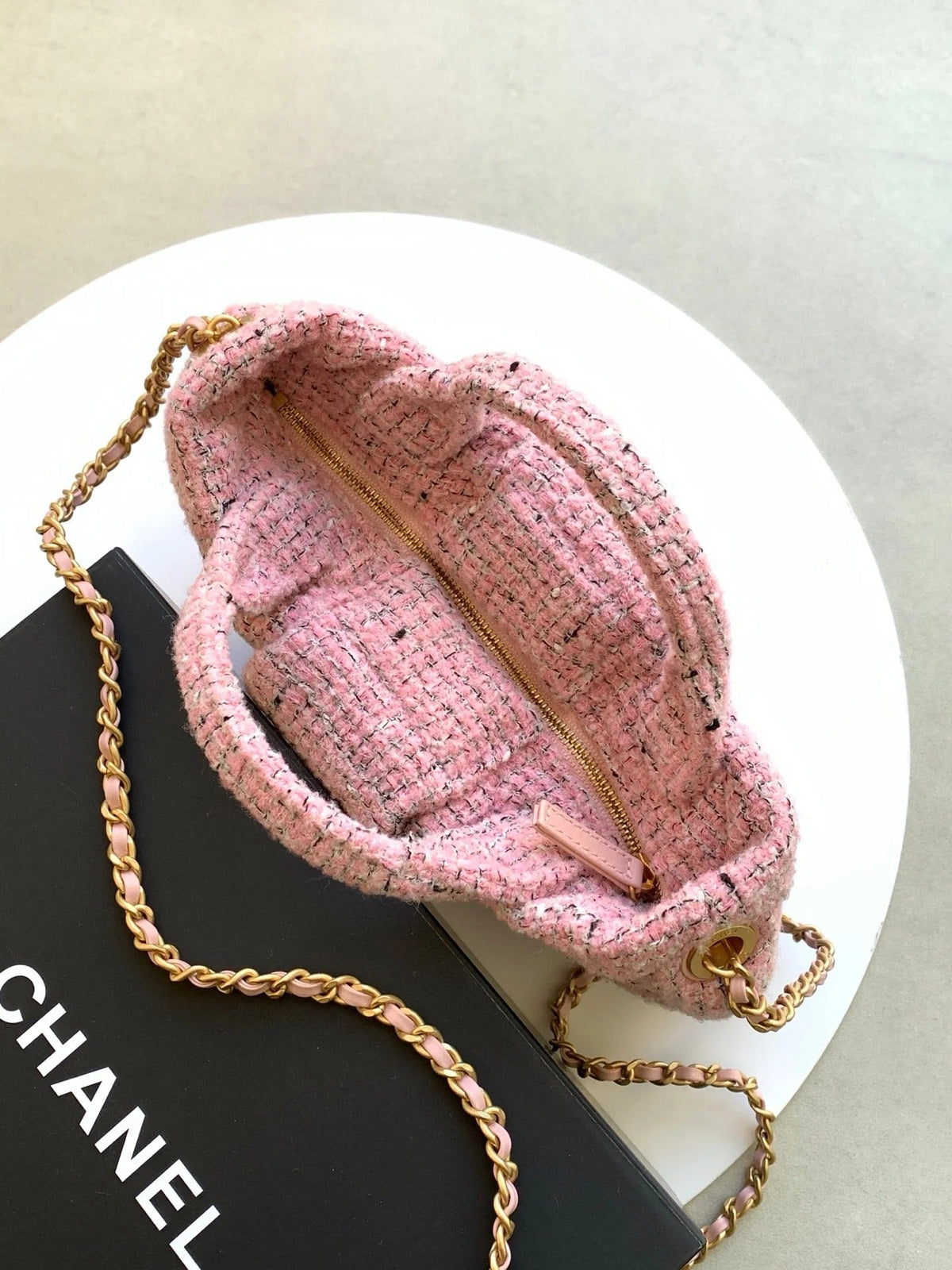 Chanel 2026 Bow Bag 26cm Pink Wool Fabric