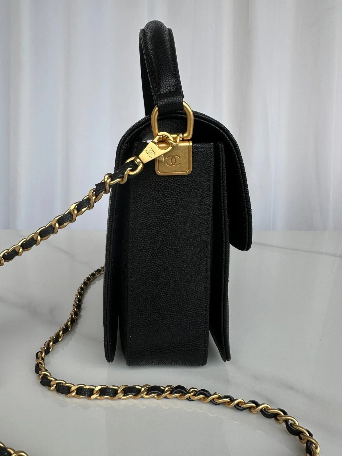 Chanel 2026 Flap Bag with Top Handle Gum-grain Cowhide