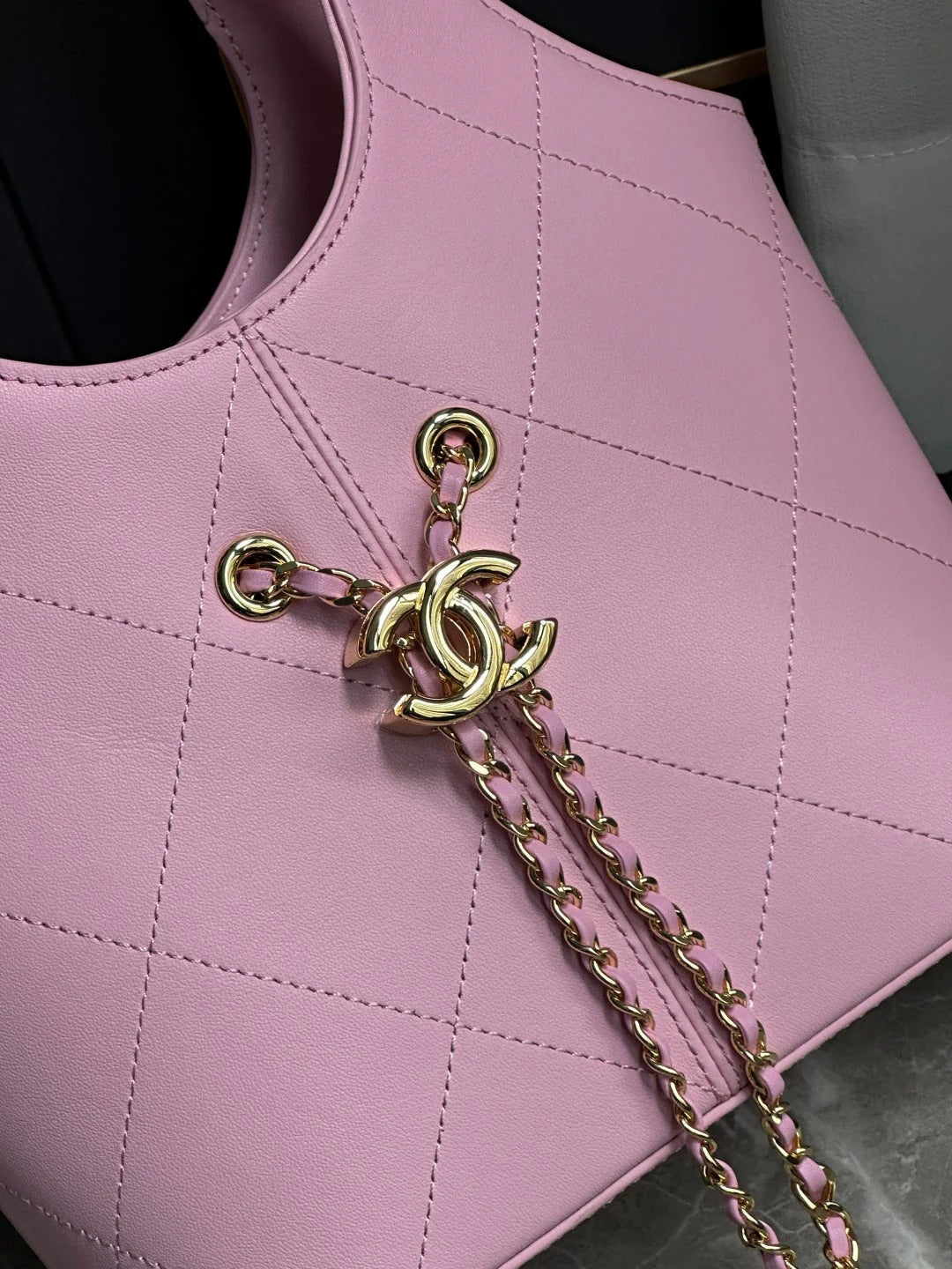 Chanel 2026 Basket Hobo Bag 27.5cm Pink Calfskin