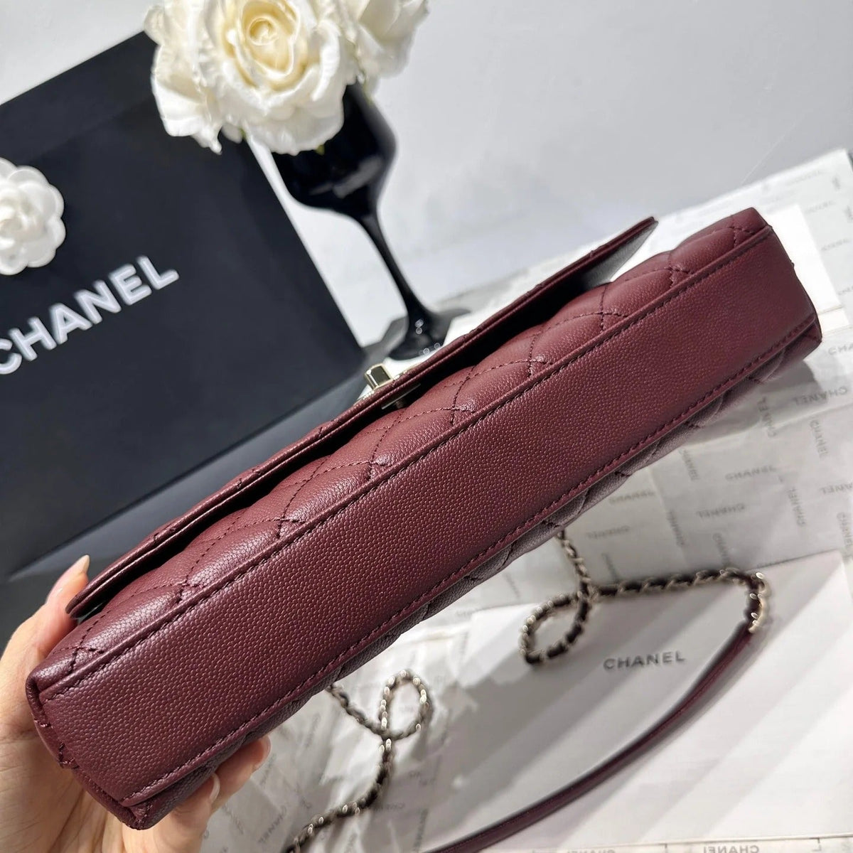 Chanel 2026 Coco Handle Bag 32cm Burgundy Caviar Calfskin 348822