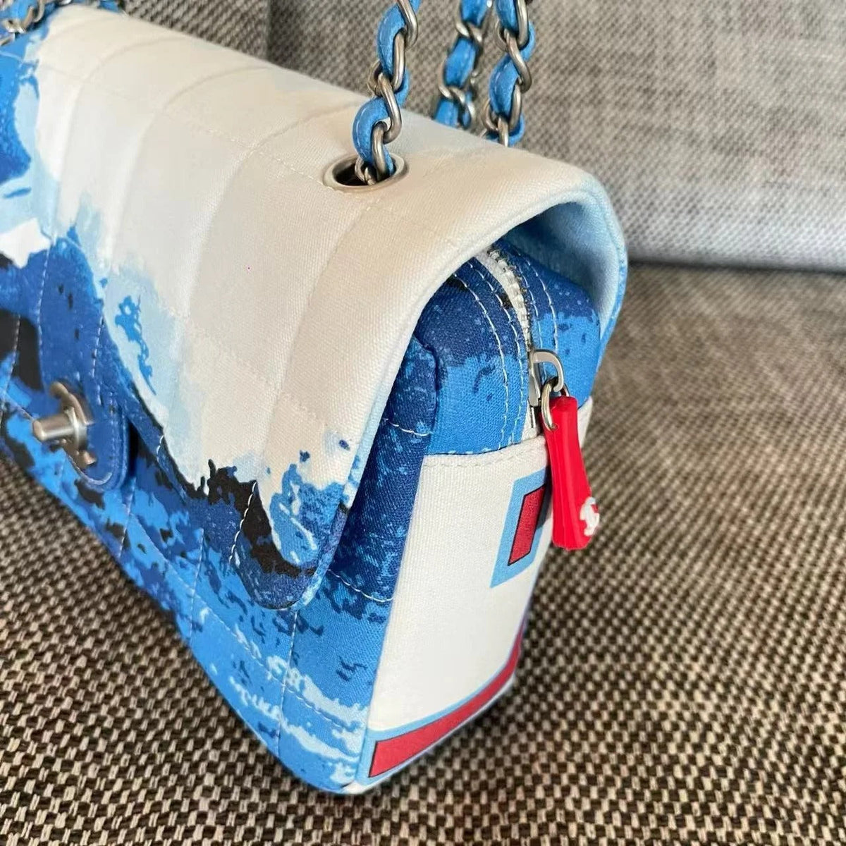 Chanel 2026 Surf Bag 25cm Blue White Canvas