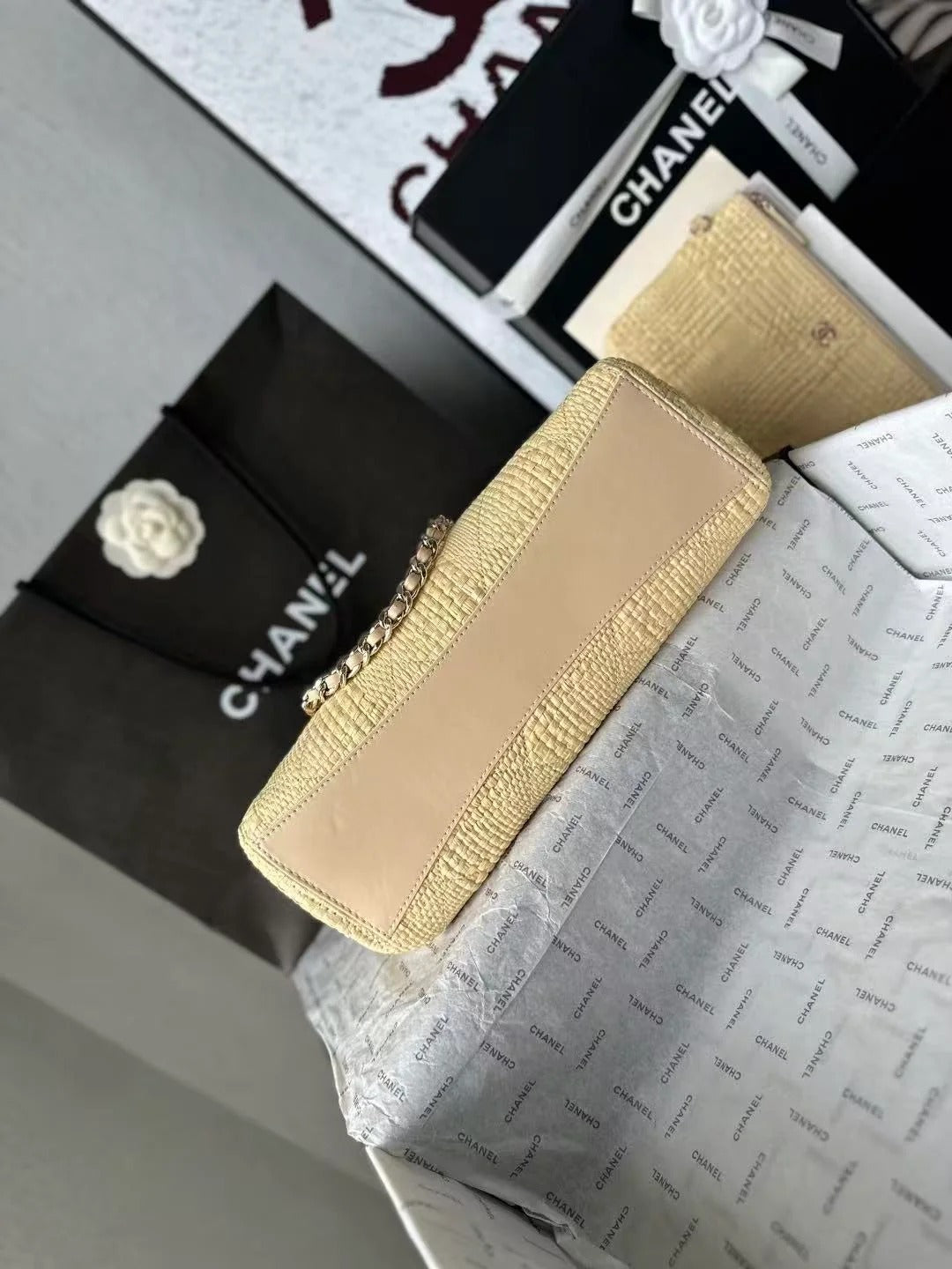 Chanel 2026 Shopping Bag 32cm Braided Raffia Woven Leather