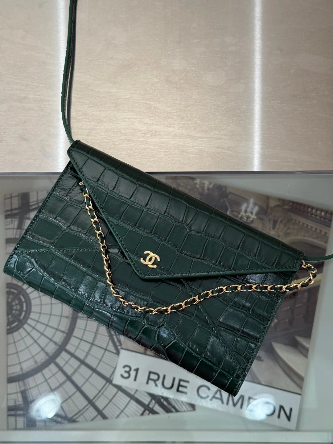 Chanel 2026 Clutch With Strap 21.5cm Crocodile-embossed Calfskin