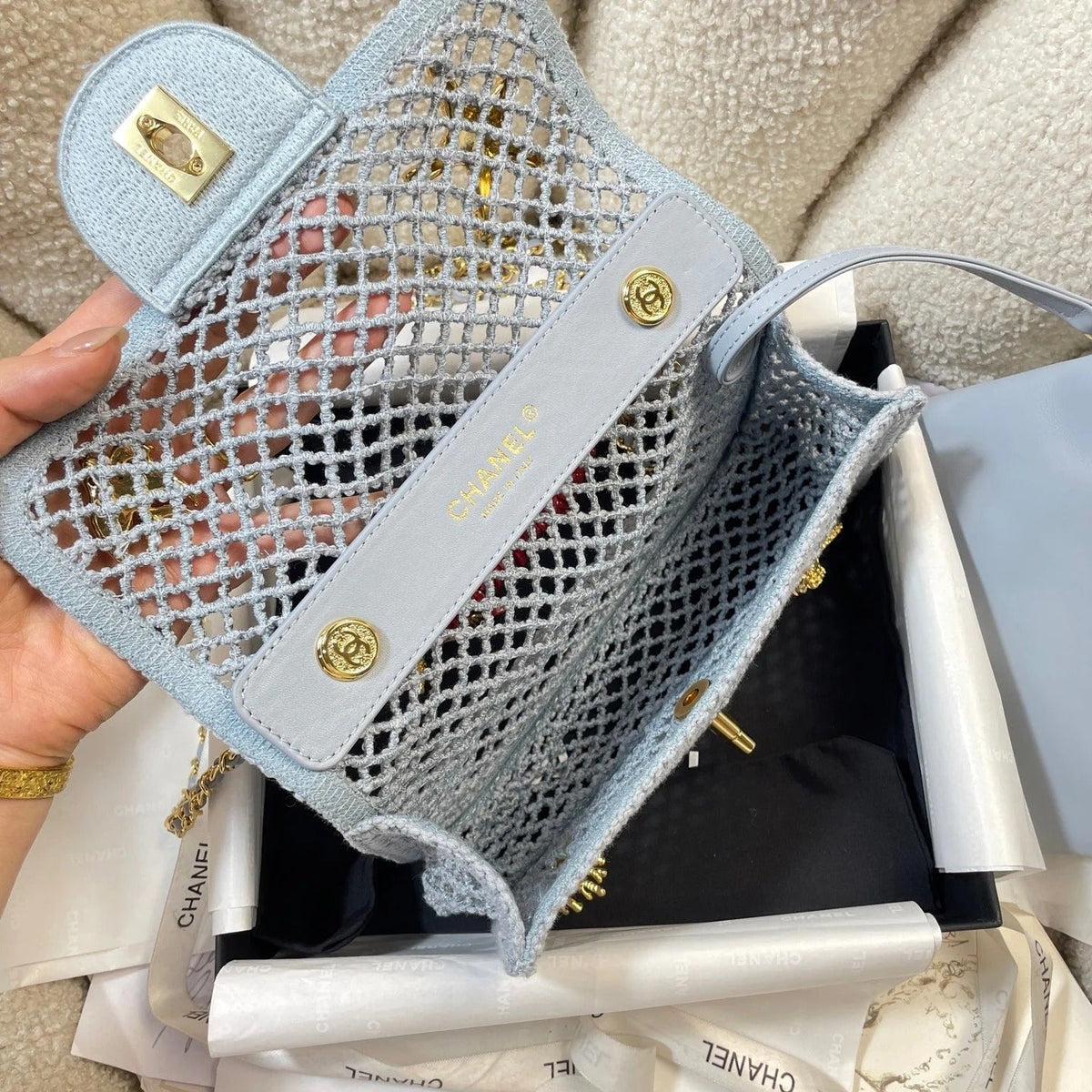 Chanel 2026 Charm Flap Bag 21cm Woven Leather
