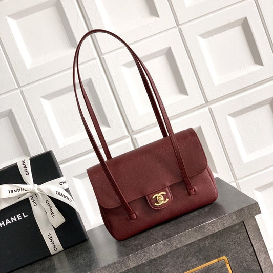 CC 26s Preppy Coco Bag 22cm Burugndy Caviar Leather GHW
