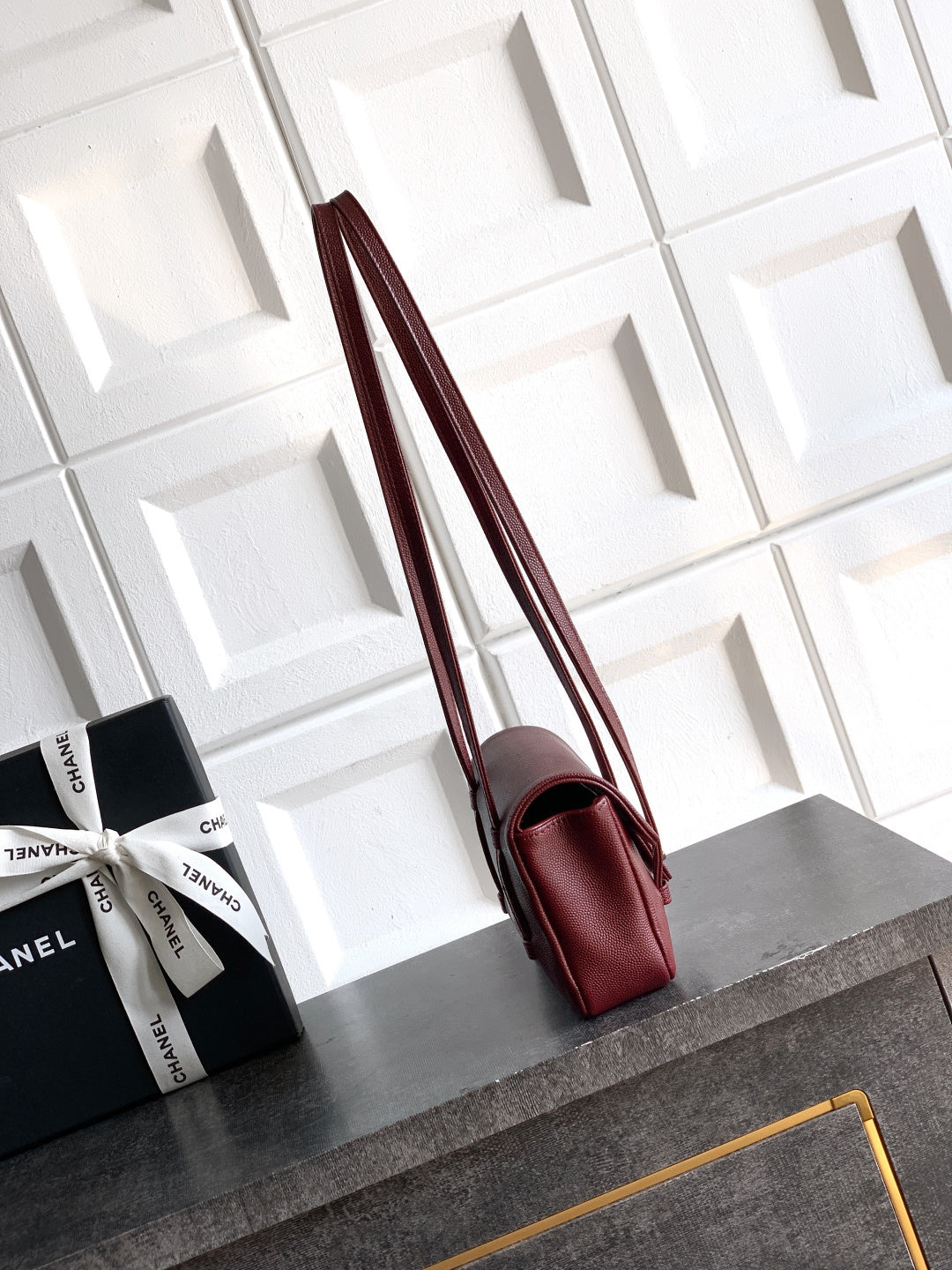 CC 26s Preppy Coco Bag 17cm Burgundy Caviar Leather GHW