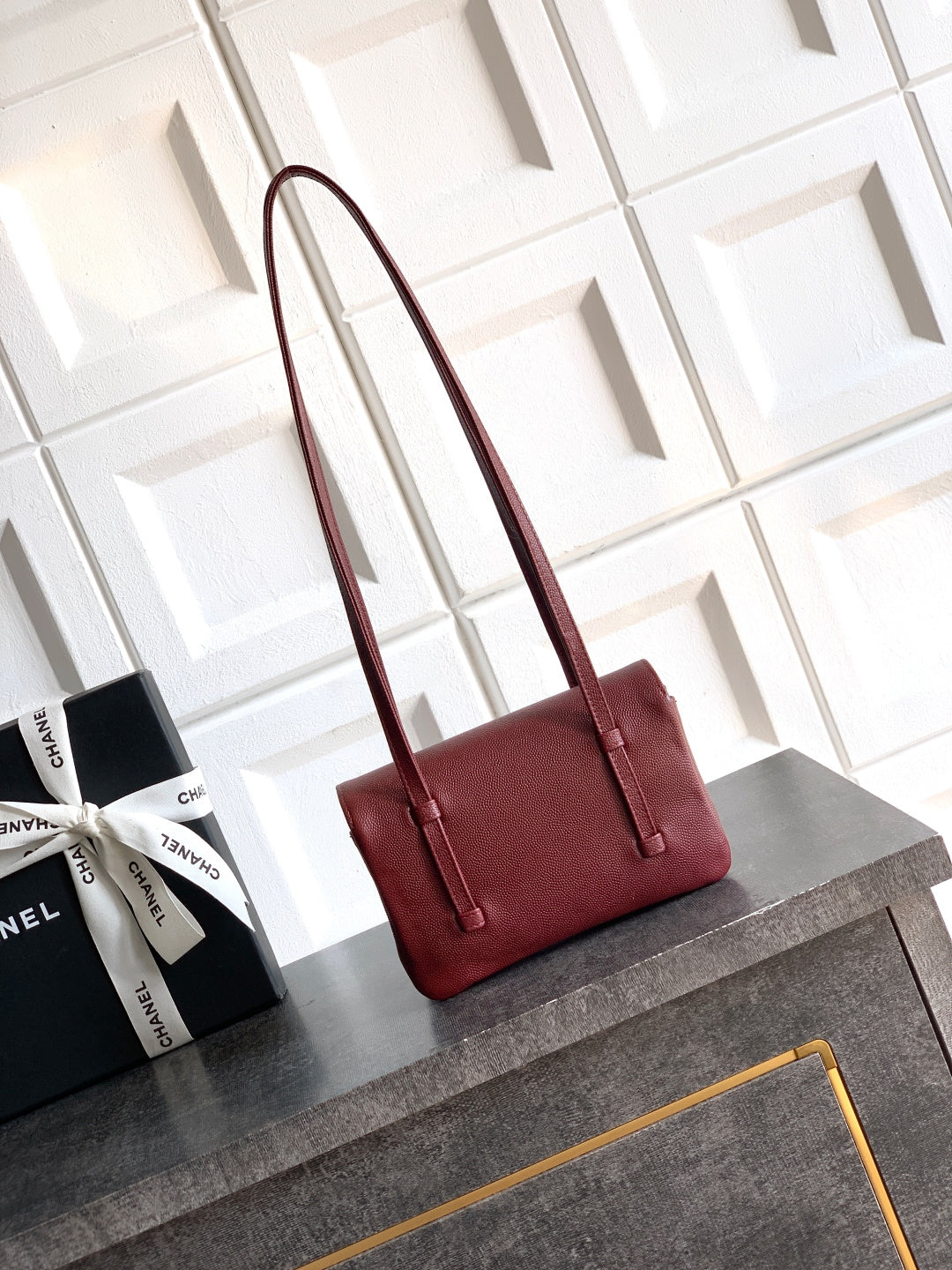 CC 26s Preppy Coco Bag 17cm Burgundy Caviar Leather GHW