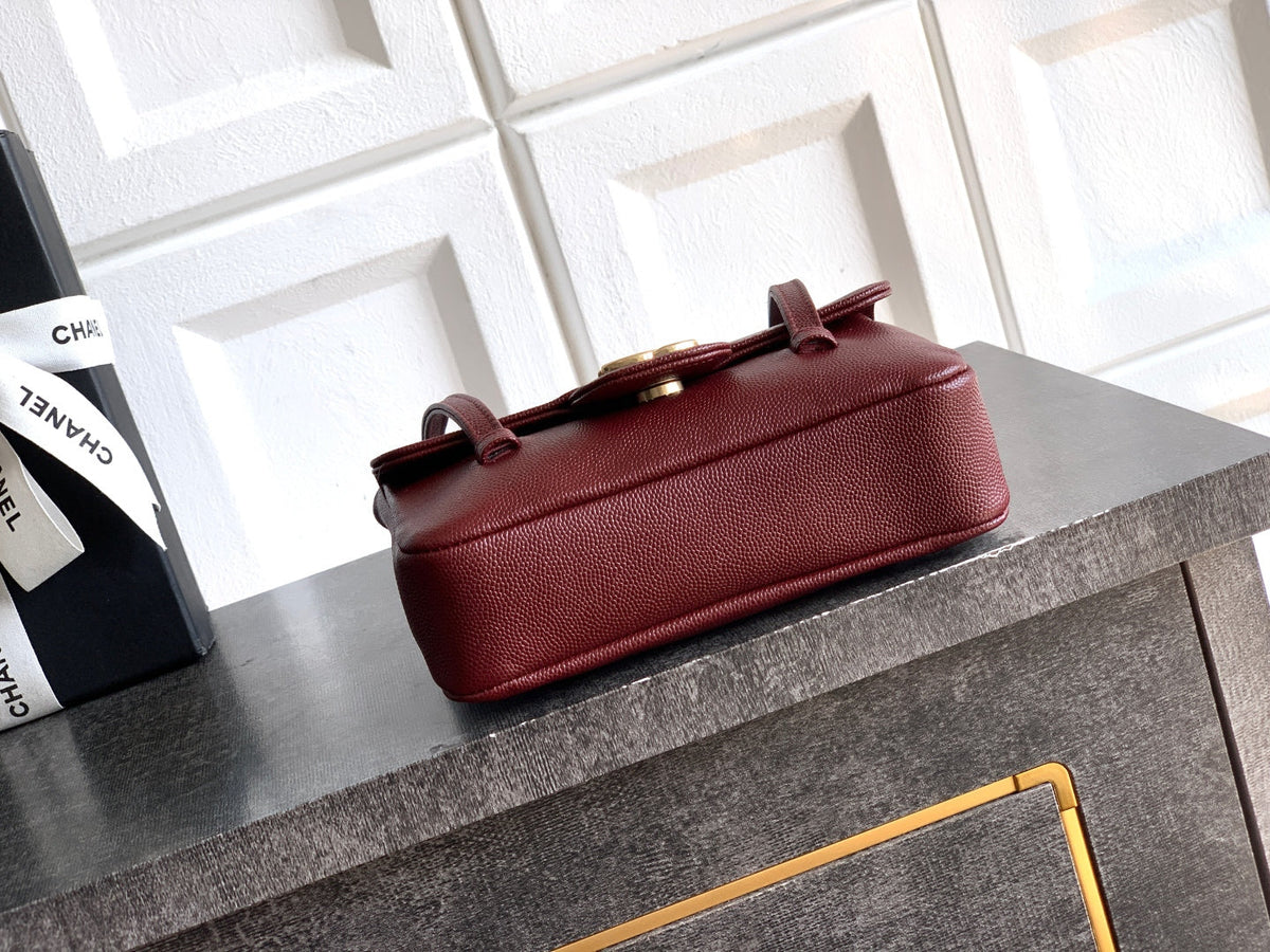 CC 26s Preppy Coco Bag 17cm Burgundy Caviar Leather GHW