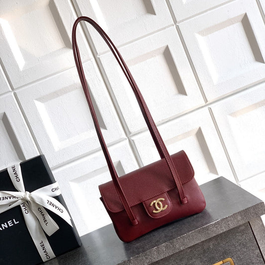 CC 26s Preppy Coco Bag 17cm Burgundy Caviar Leather GHW