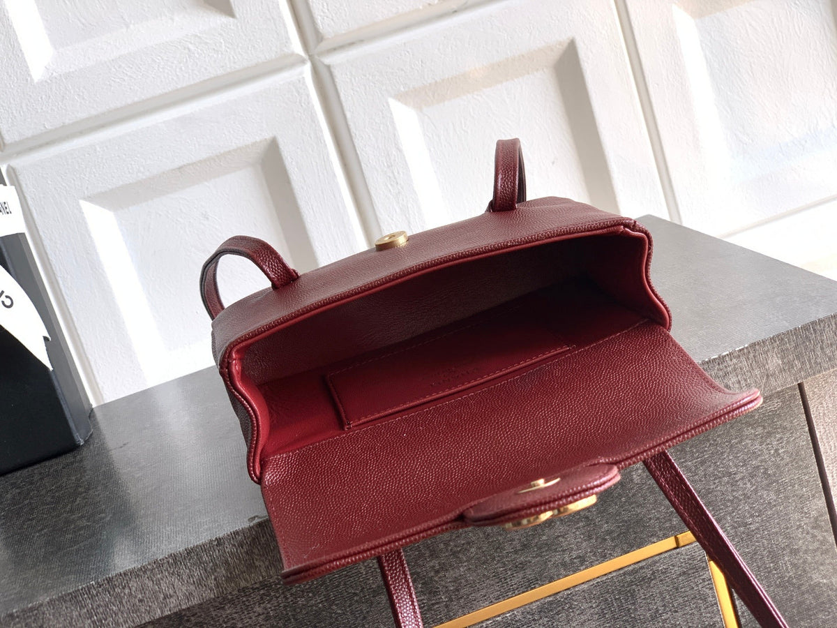 CC 26s Preppy Coco Bag 17cm Burgundy Caviar Leather GHW