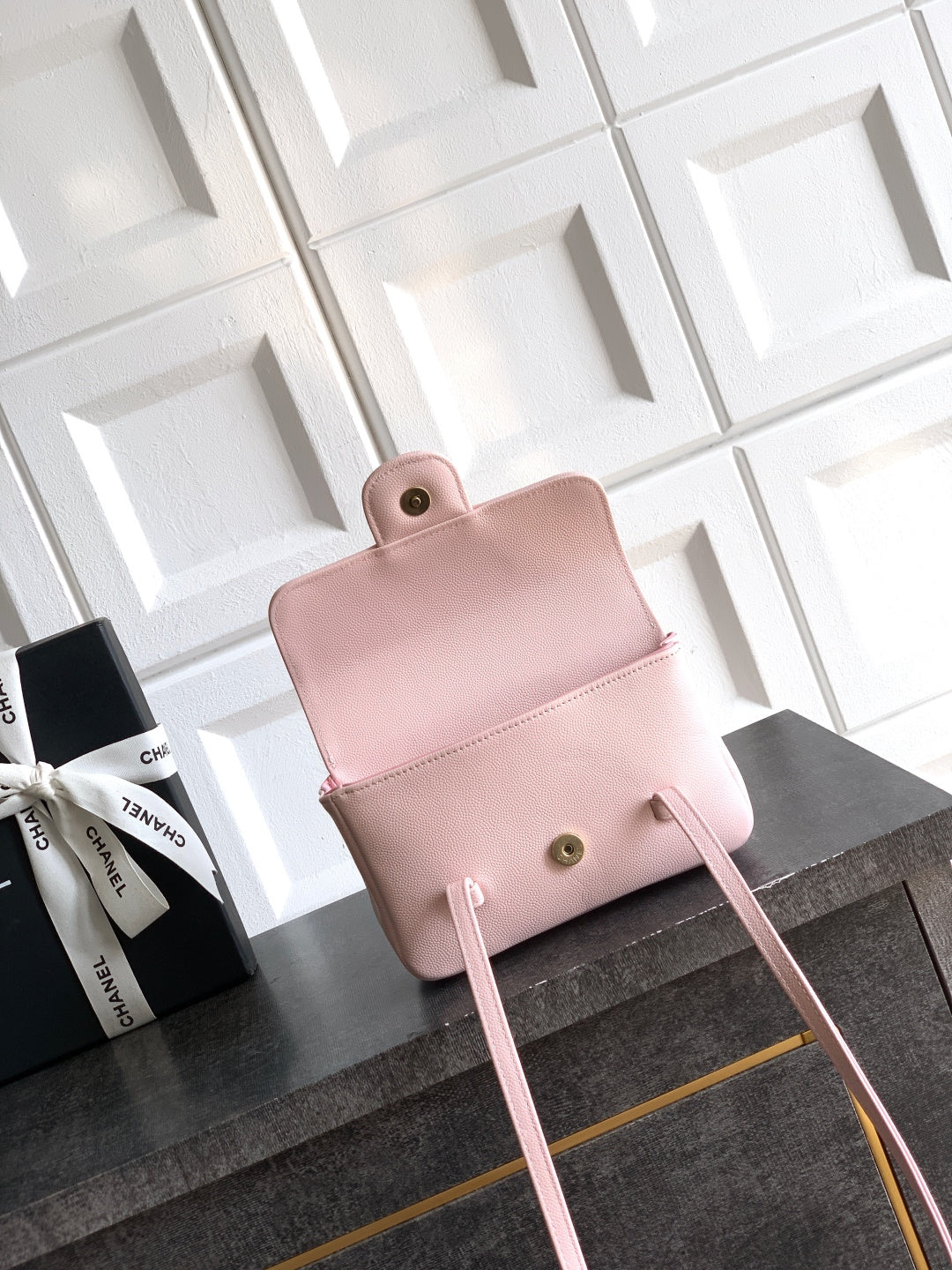 CC 26s Preppy Coco Bag 17cm Light Pink Caviar Leather GHW