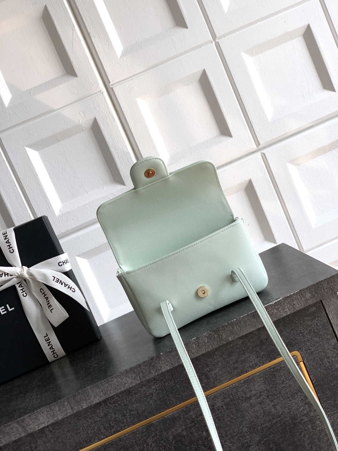 CC 26s Preppy Coco Bag 17cm Light Blue Caviar Leather GHW