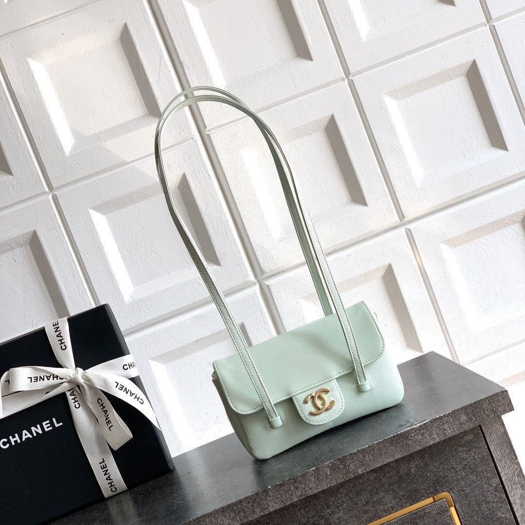CC 26s Preppy Coco Bag 17cm Light Blue Caviar Leather GHW