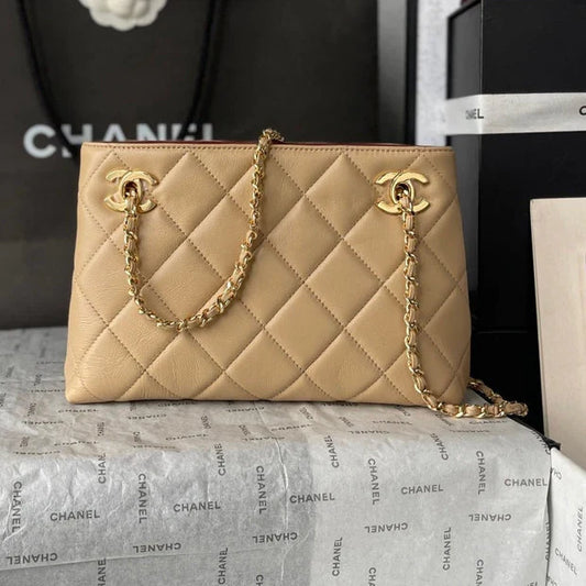 Chanel 2026 Shopping Bag 24.5cm Beige Lambskin