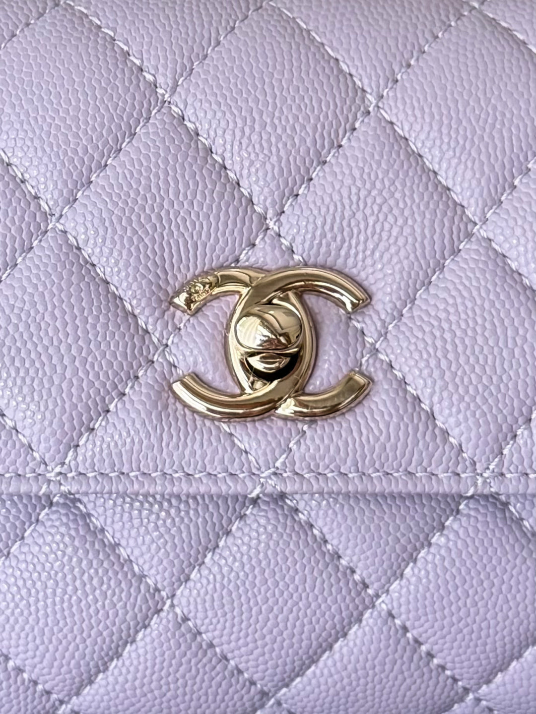 CC 26s Mini Flap Bag 14.5cm with Top Handle Light Purple Caviar Leather