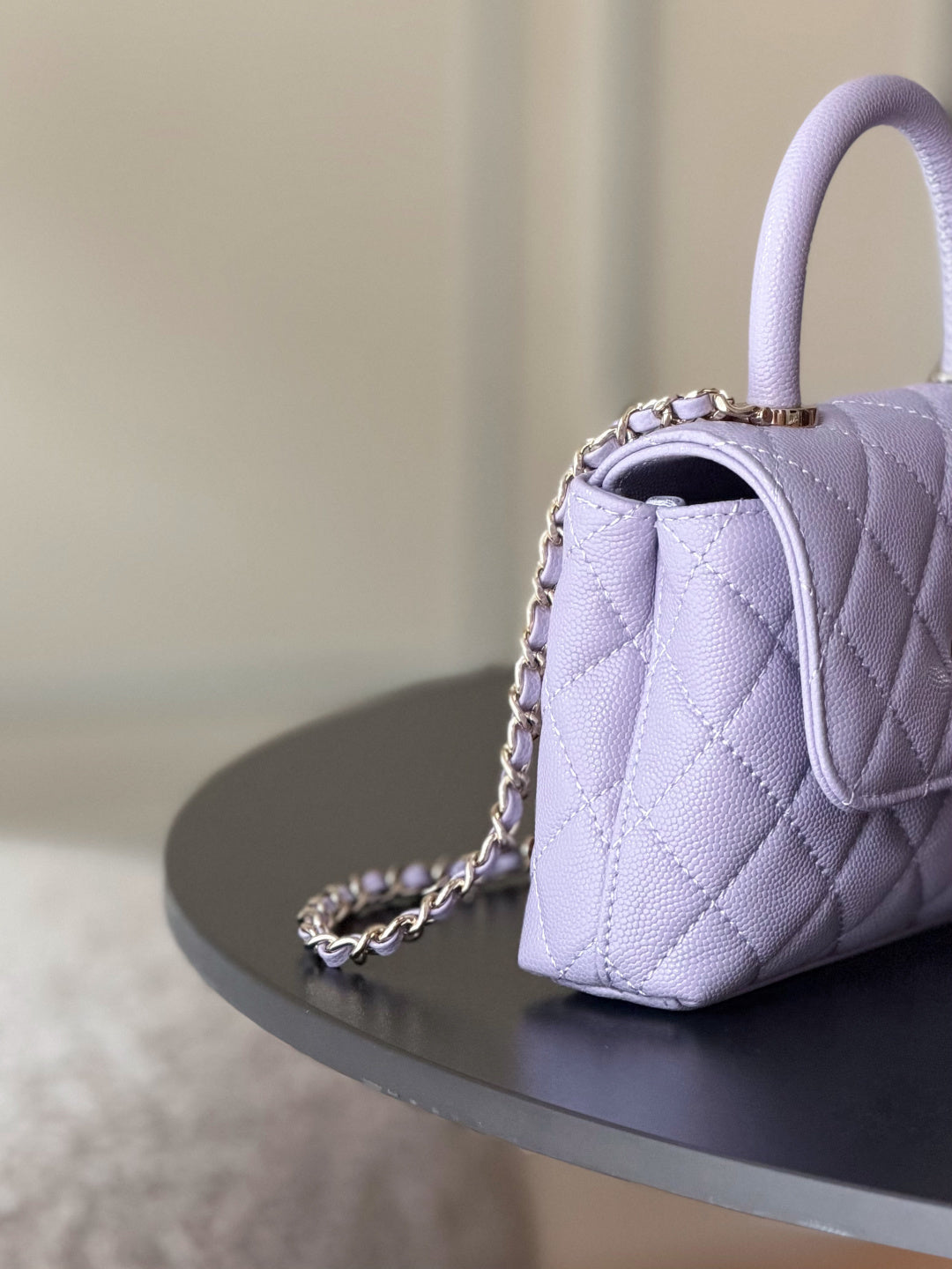 CC 26s Mini Flap Bag 14.5cm with Top Handle Light Purple Caviar Leather