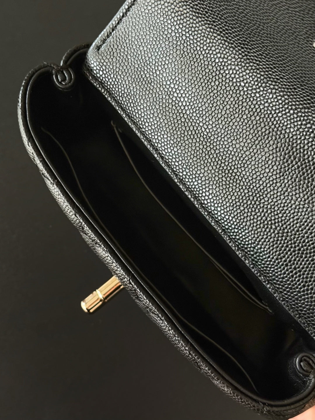 CC 26s Mini Flap Bag 14.5cm with Top Handle Black Caviar Leather