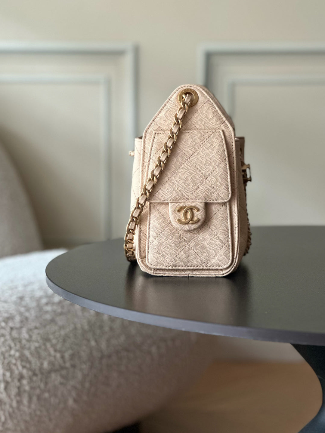 CC 26c Hobo Bag 22cm Beige Caviar Leather GHW
