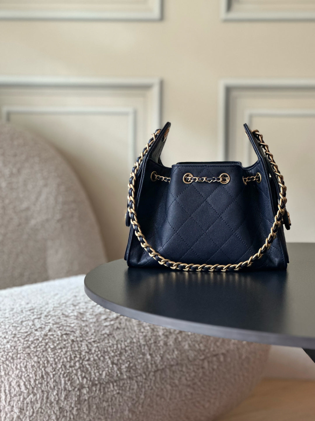 CC 26c Hobo Bag 22cm Navy Blue Caviar Leather GHW