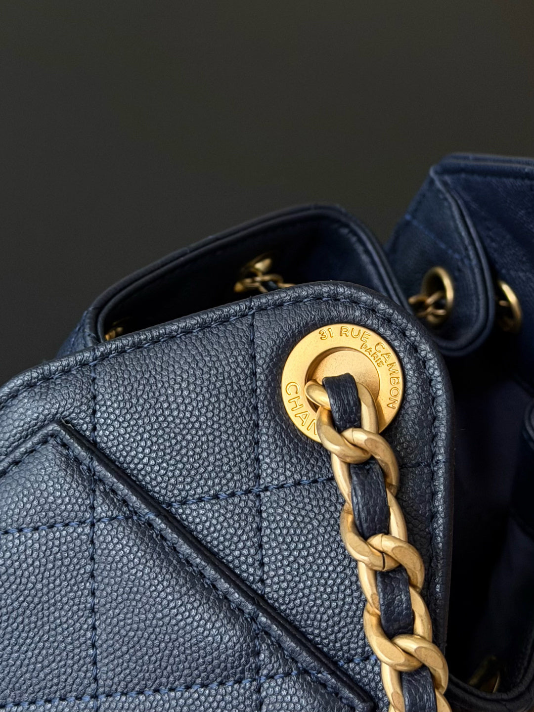CC 26c Hobo Bag 22cm Navy Blue Caviar Leather GHW