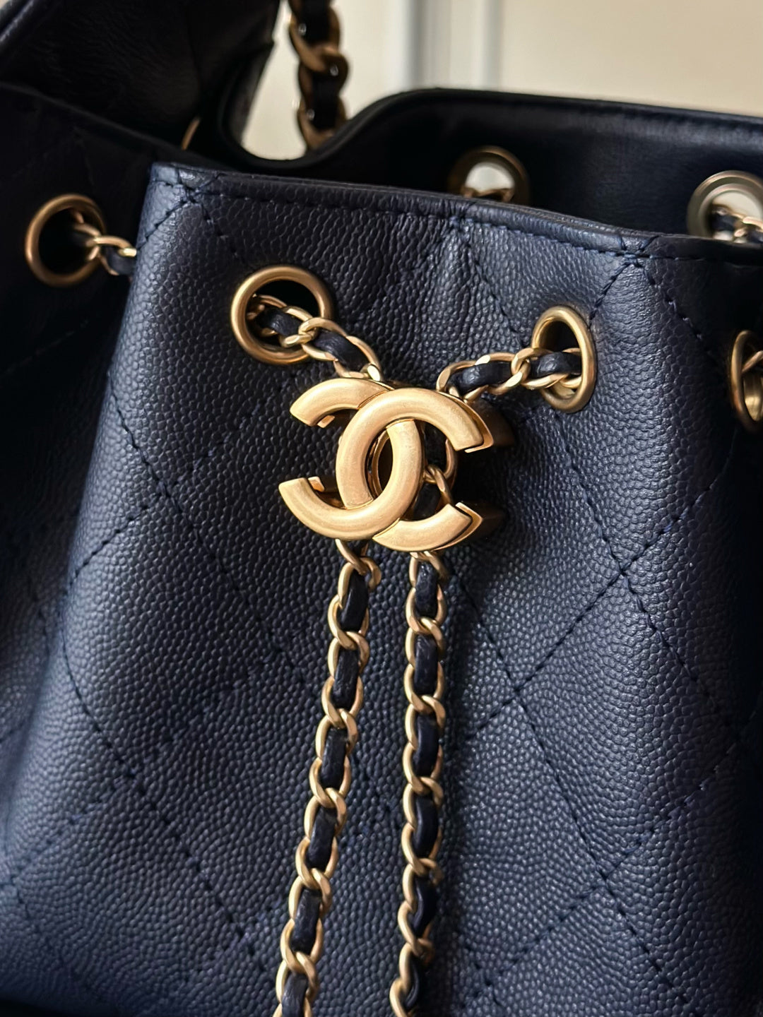 CC 26c Hobo Bag 22cm Navy Blue Caviar Leather GHW