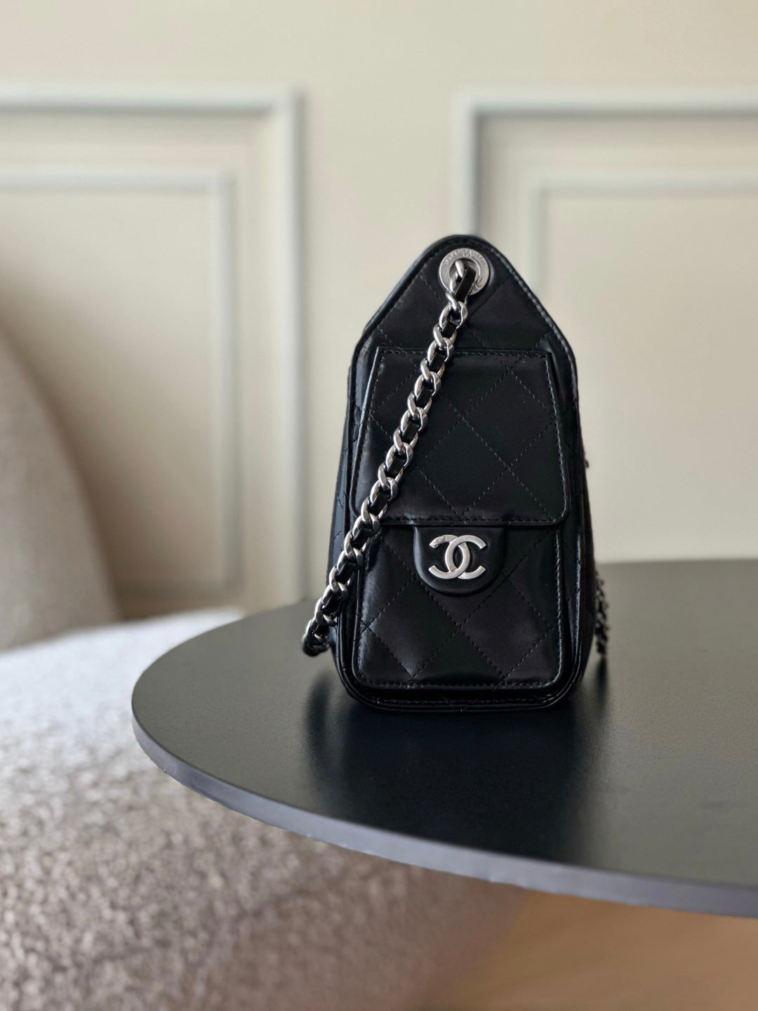 CC 26c Hobo Bag 22cm Black Lambskin SHW