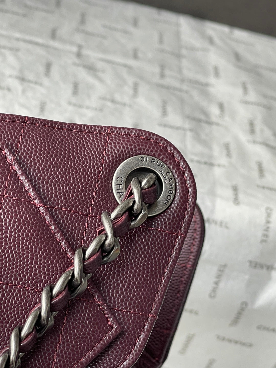 CC 26c Hobo Bag 22cm Burgundy Caviar Leather Gun Hardware