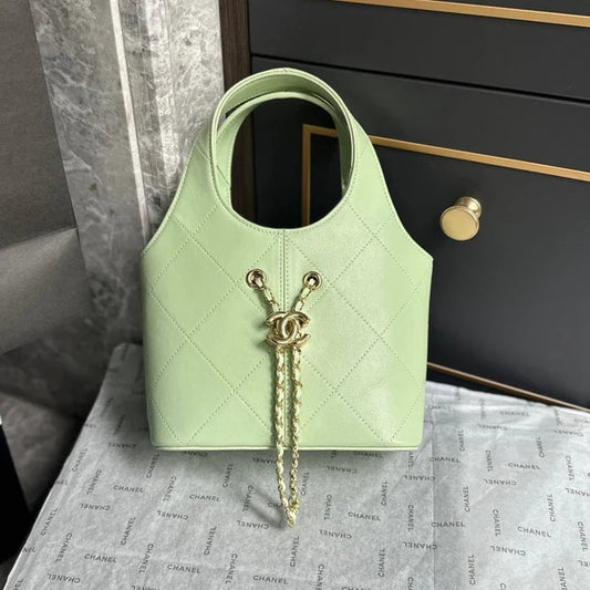 Chanel 2026 Basket Hobo Bag 27.5cm Green Calfskin