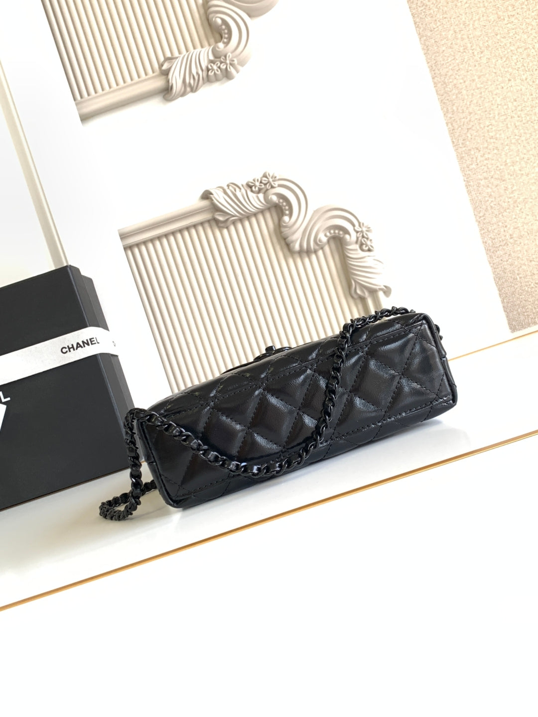 cc 24a nano 19cm kelly shopper bag black lambskin sliver hardware