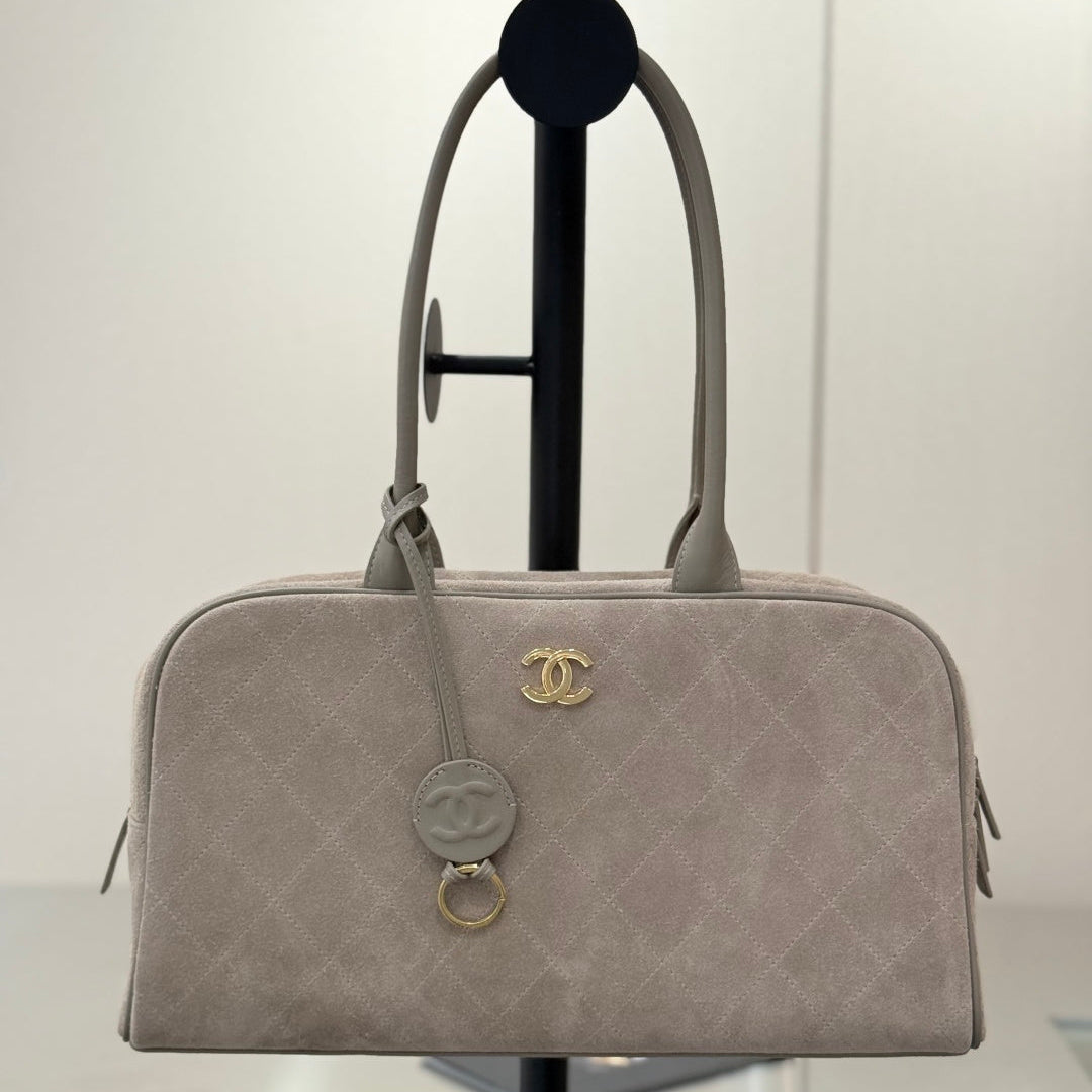 CC Maxi Bowling Bag 35.5cm Light Taupe  Suede