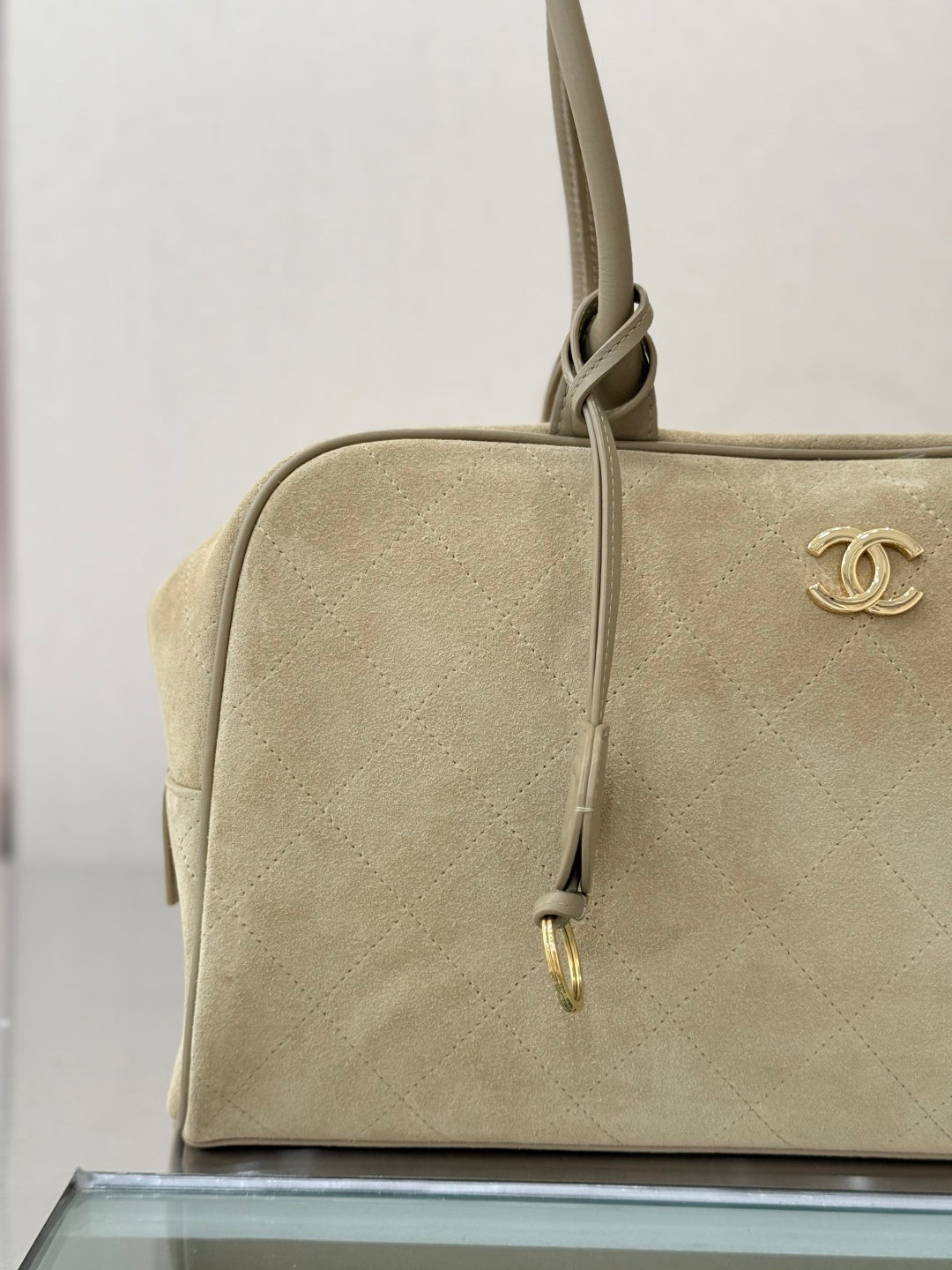 CC Maxi Bowling Bag 35.5cm Light Beige Suede