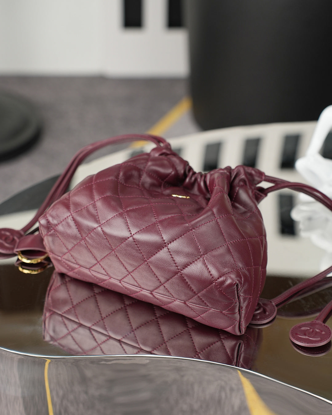 Chanel 2026 Lucky Bag 22cm Burgundy Sheepskin