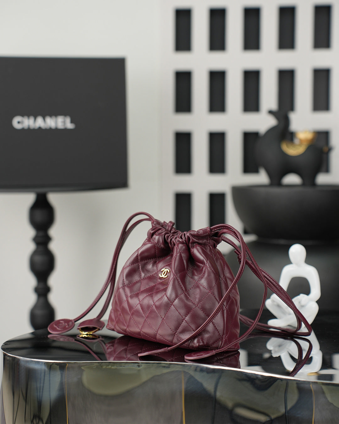 Chanel 2026 Lucky Bag 22cm Burgundy Sheepskin