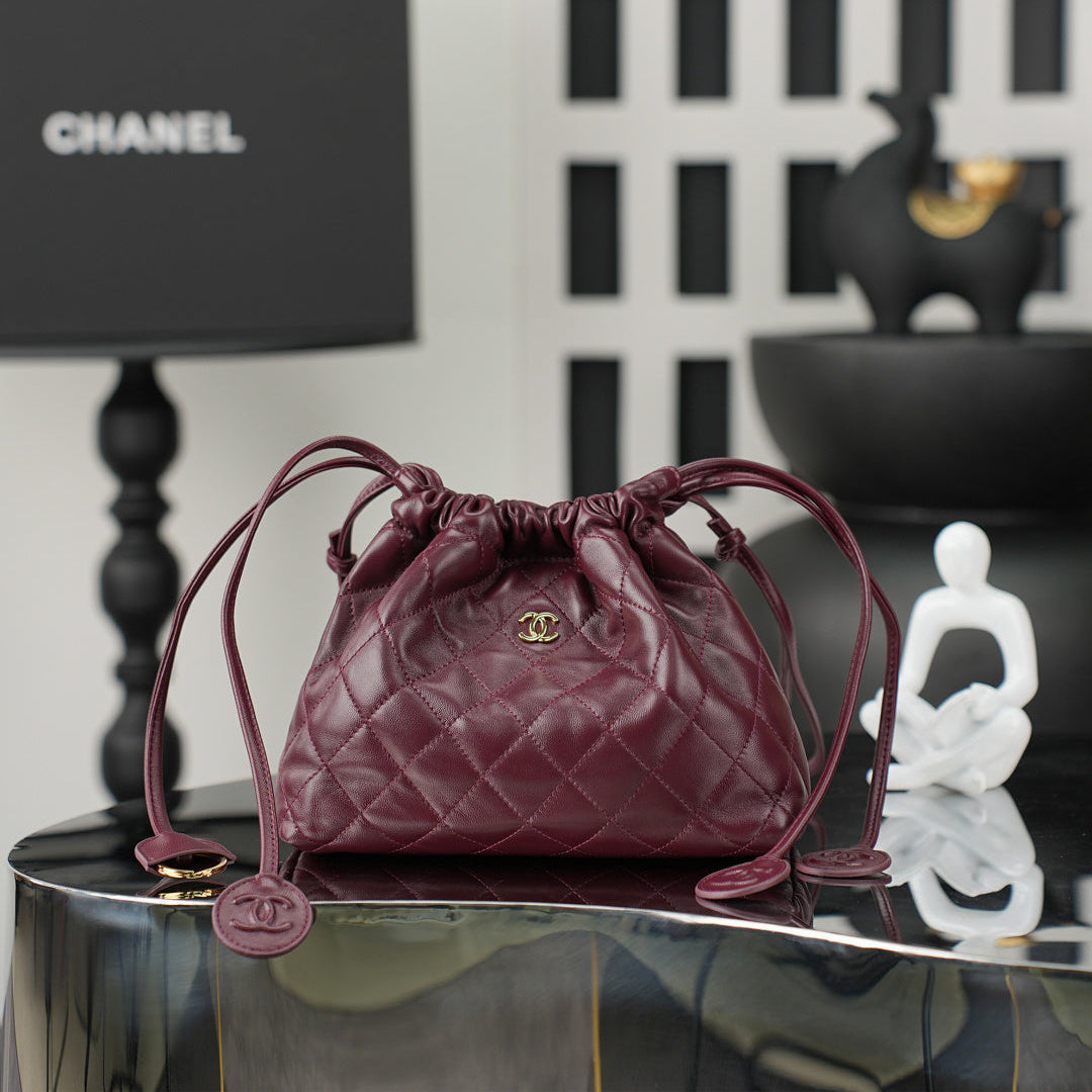 Chanel 2026 Lucky Bag 22cm Burgundy Sheepskin