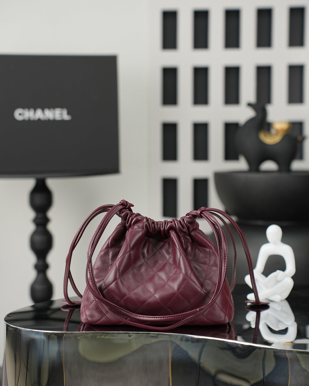 Chanel 2026 Lucky Bag 22cm Burgundy Sheepskin