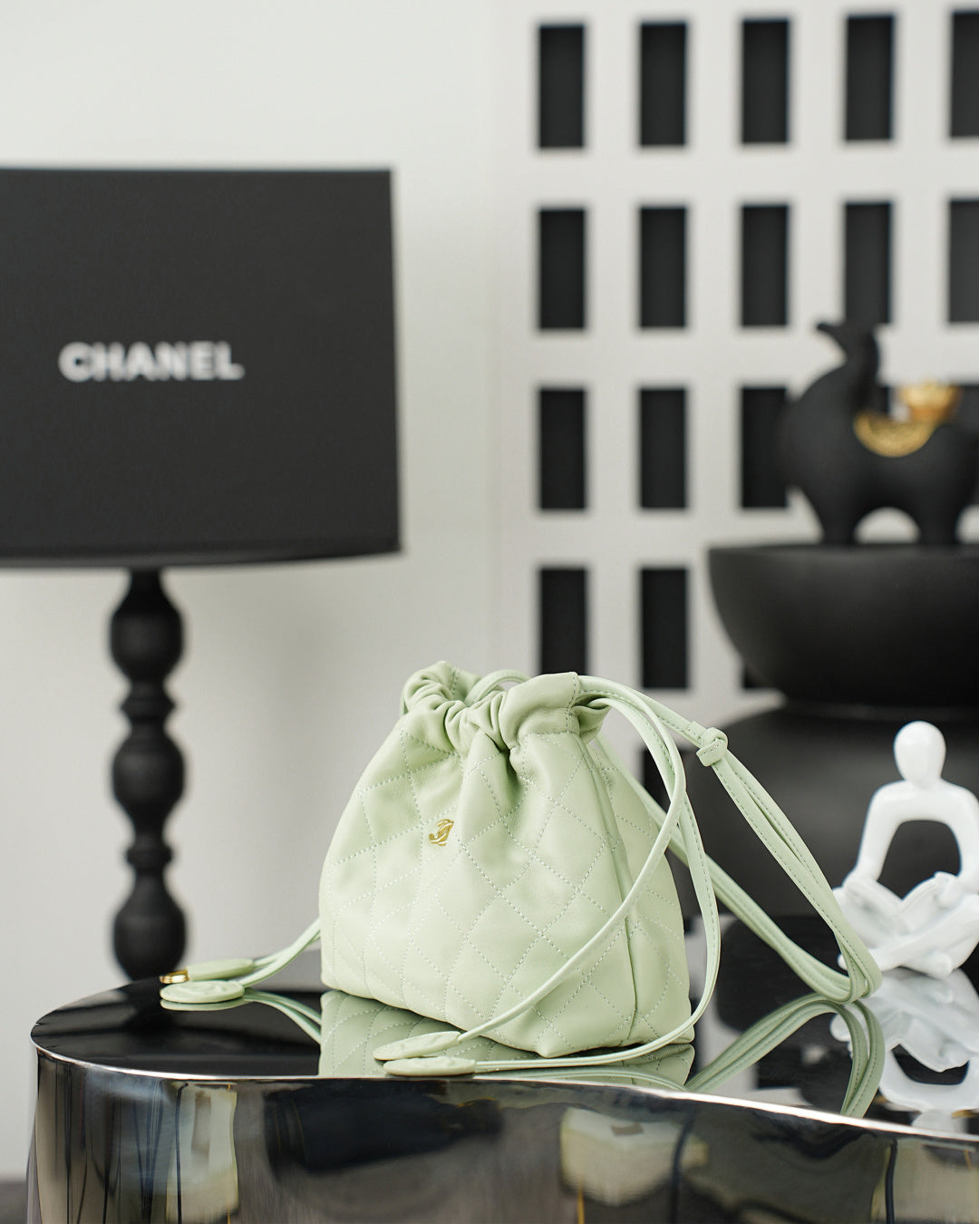 Chanel 2026 Lucky Bag 22cm Light Sage Green Sheepskin