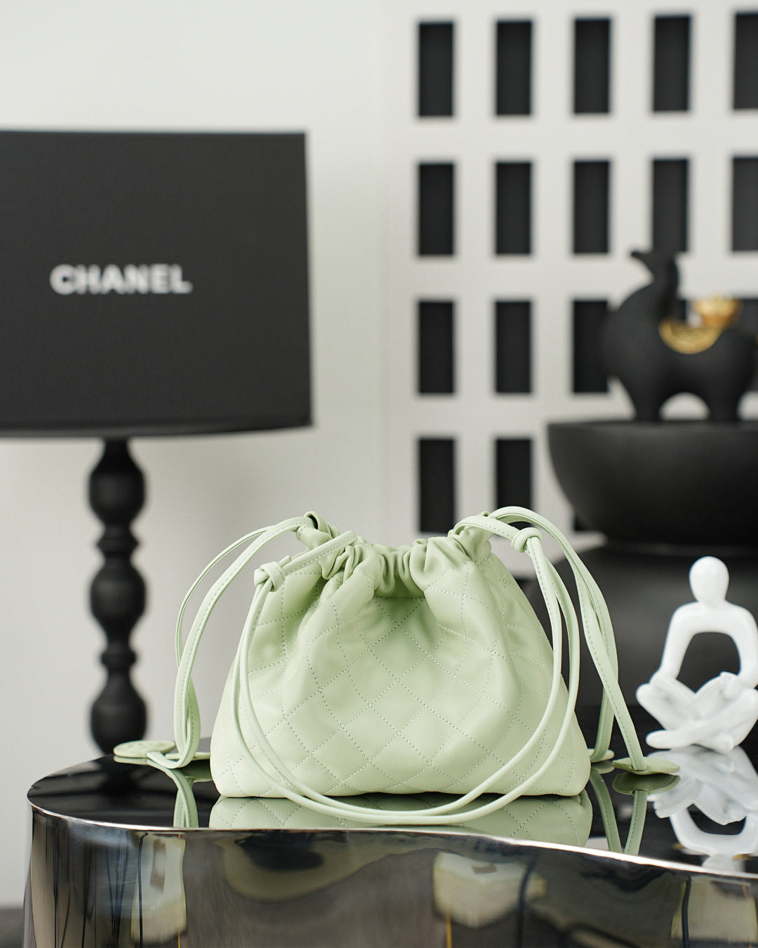 Chanel 2026 Lucky Bag 22cm Light Sage Green Sheepskin