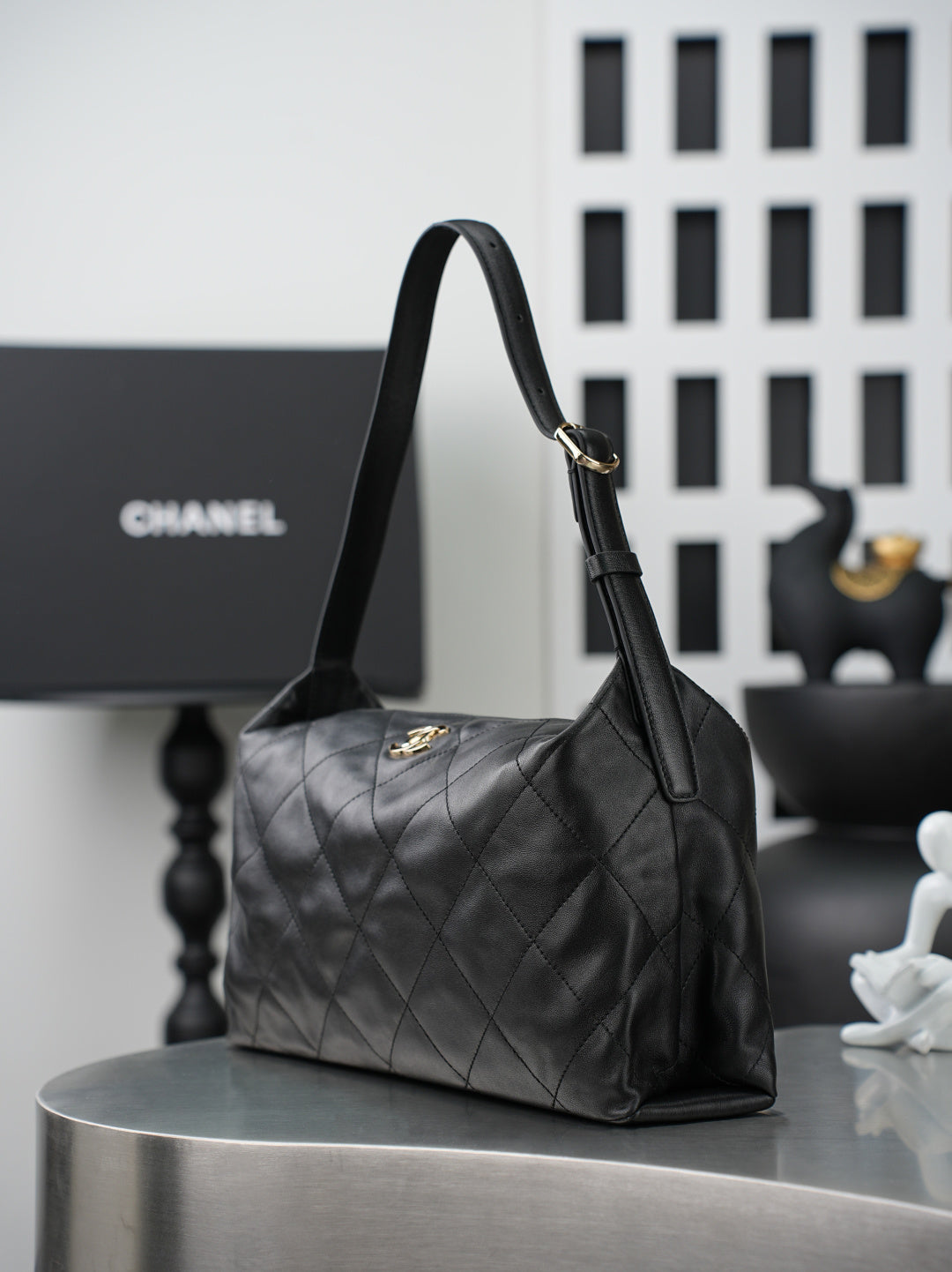CC 26s Maxi Hobo Bag Black Shiny Lambskin GHW