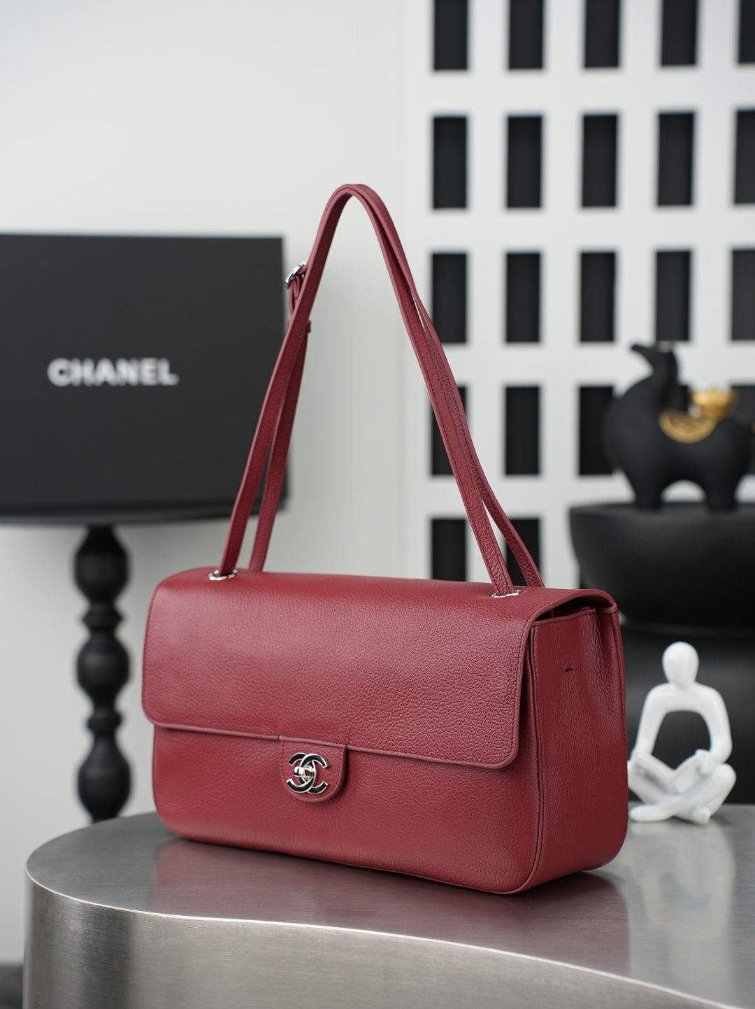 CC 26s Maxi Flap Bag 32cm Burugndy Calfskin SHW