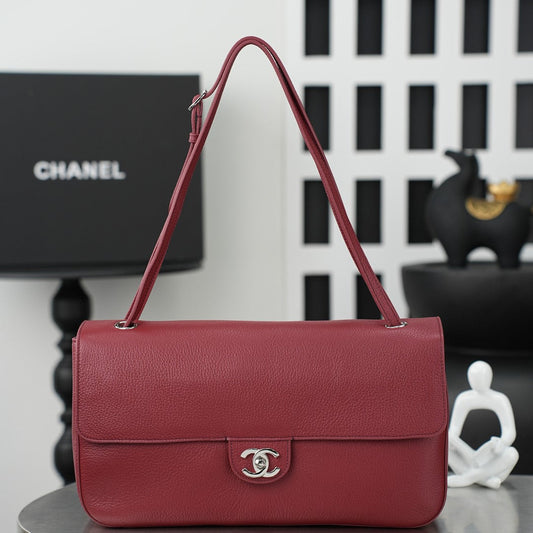 CC 26s Maxi Flap Bag 32cm Burugndy Calfskin SHW