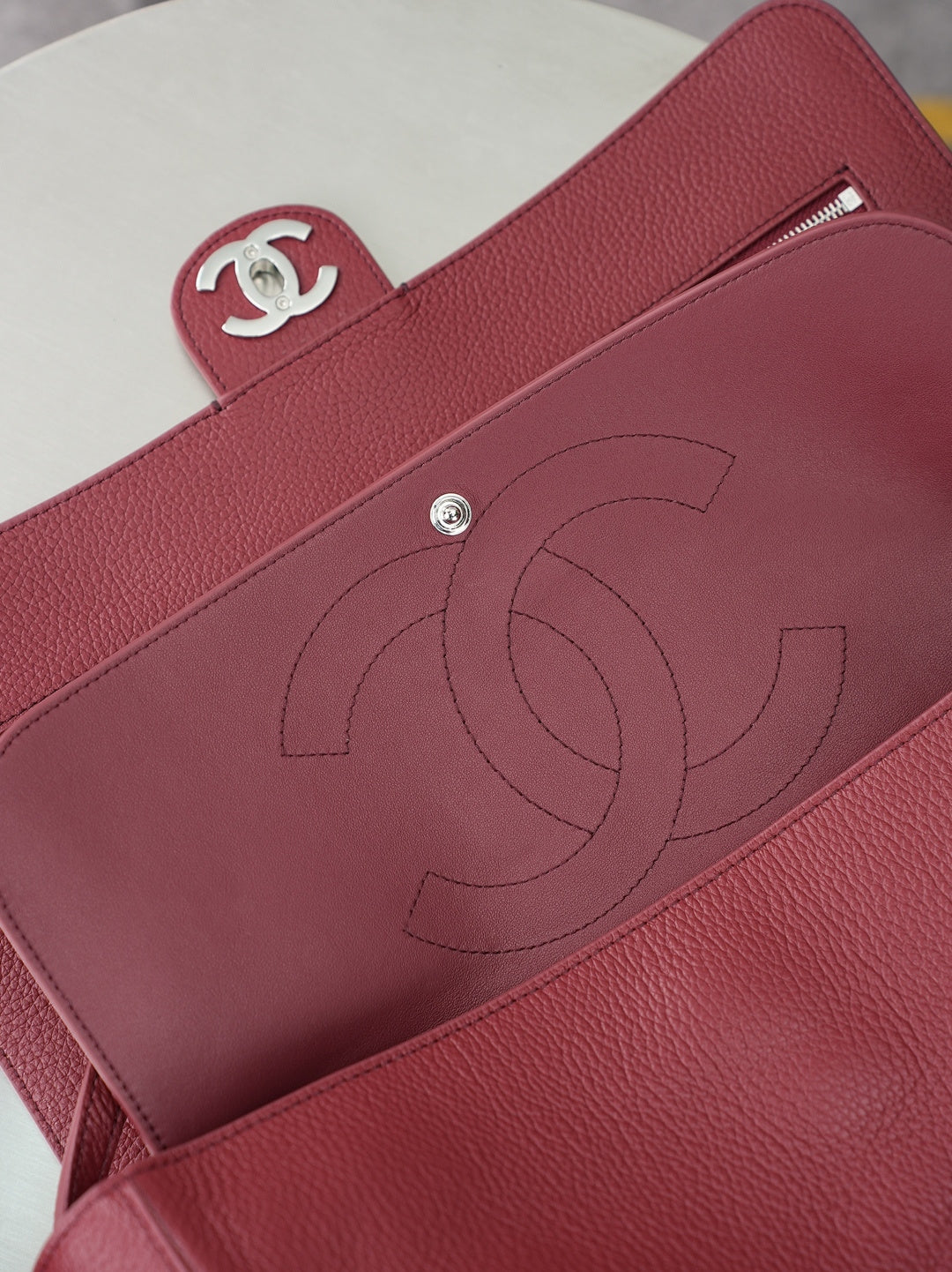 CC 26s Maxi Flap Bag 32cm Burugndy Calfskin SHW