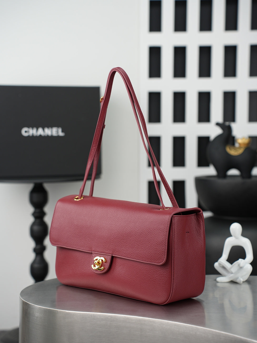 CC 26s Maxi Flap Bag 32cm Burgundy Calfskin GHW