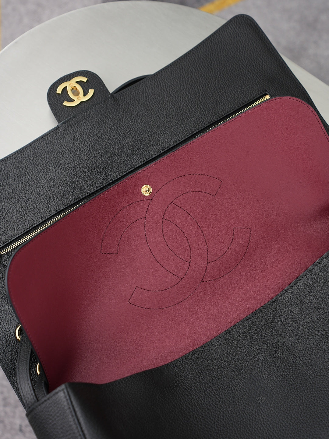CC 26s Maxi Flap Bag 39cm Black Calfskin GHW
