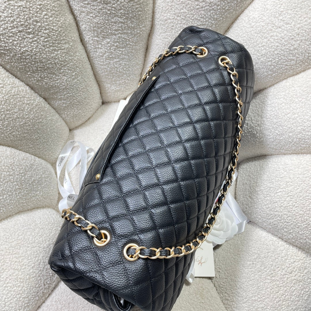 Chanel 26s Flap Bag 46 In Black Caviar Calfskin With Gold Hardware